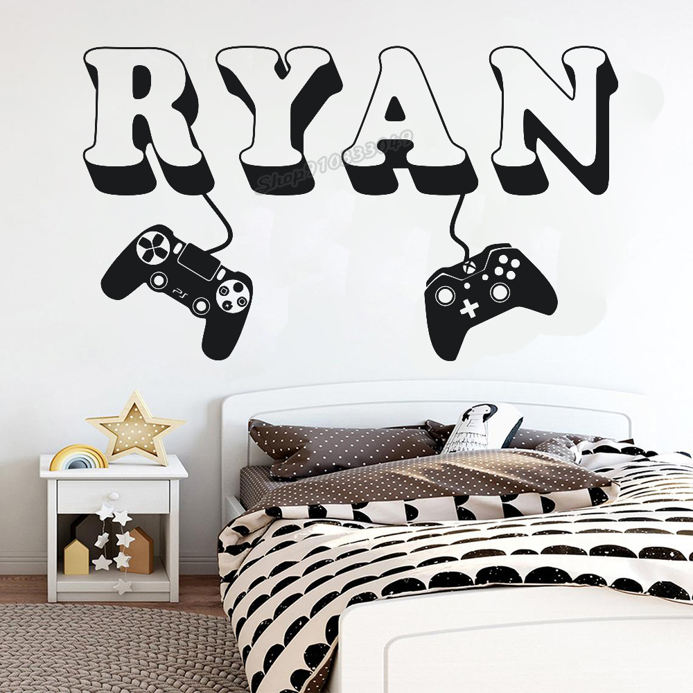 Gamer wall Sticker Custom Name - Gaming Accessories For Room recension och pris