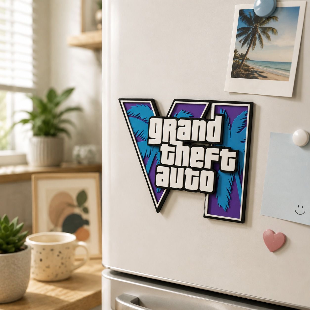 GTA6 3D Printed Logo Magnetic  - Gaming Accessories For Room recension och pris