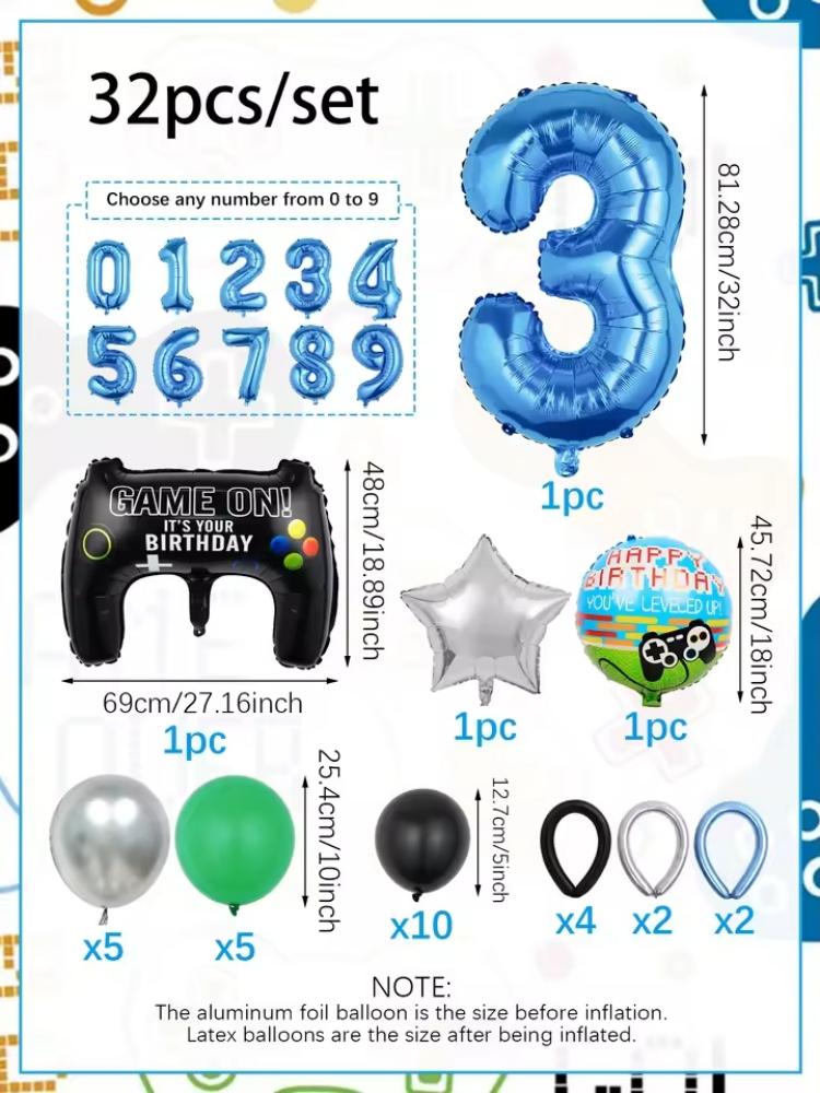 32PCS Game Theme Birthday Numb - Gaming Accessories For Room recension och pris